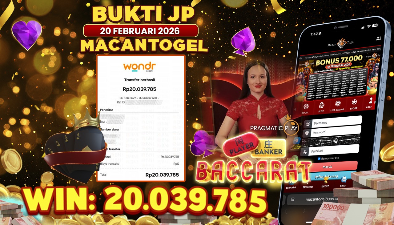 MACANTOGEL JACKPOT PERMAINAN CASINO PRAGMATIC PLAY BACCARAT Rp.20.039.785,- LUNAS