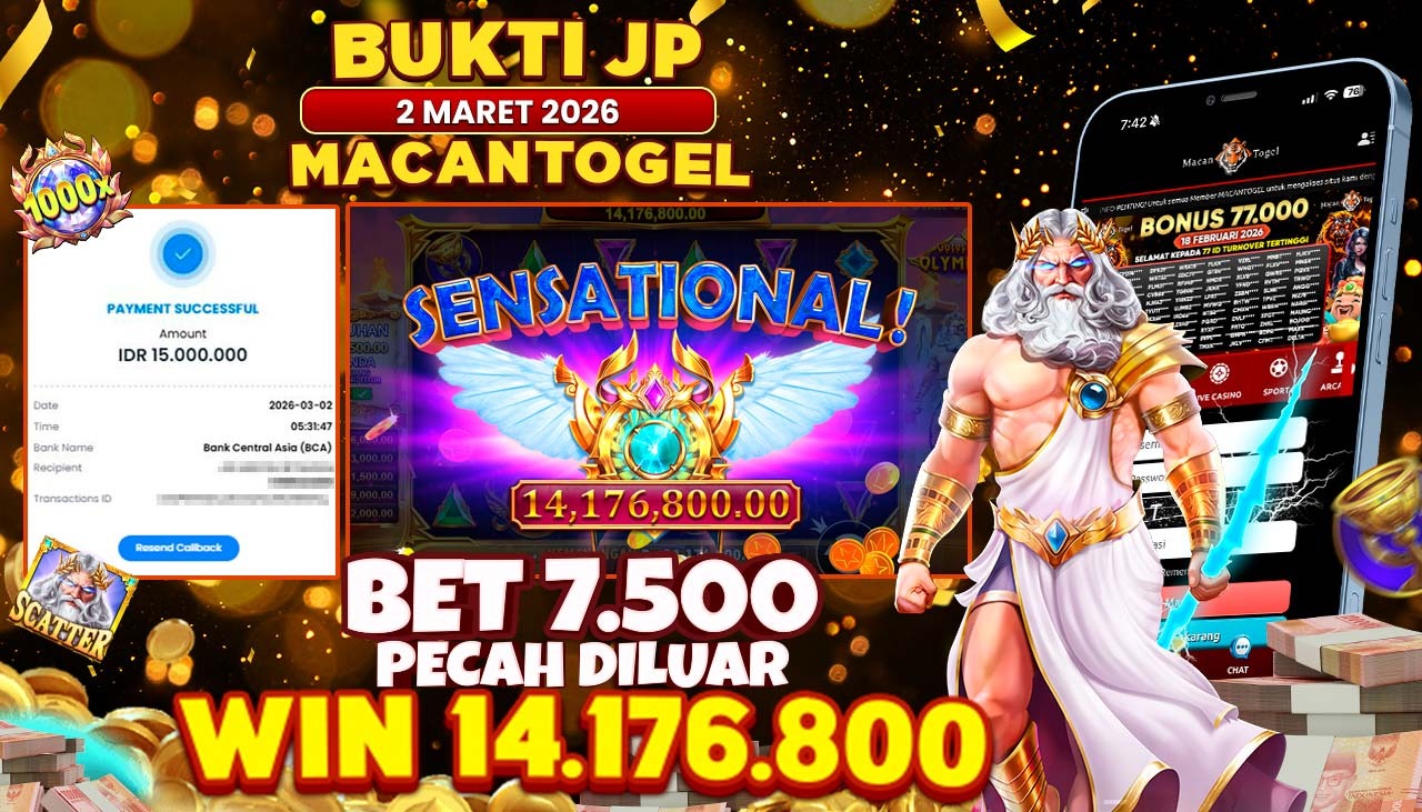 MACANTOGEL JACKPOT PERMAINAN SLOT PRAGMATIC PLAY GATES OF OLYMPUS Rp.14.176.800,- LUNAS