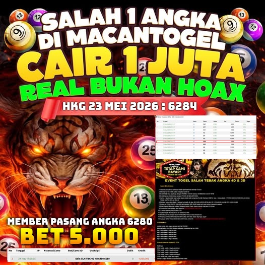 MACANTOGEL JACKPOT PERMAINAN TOGEL 4D HKG Rp.1.000.000,- LUNAS